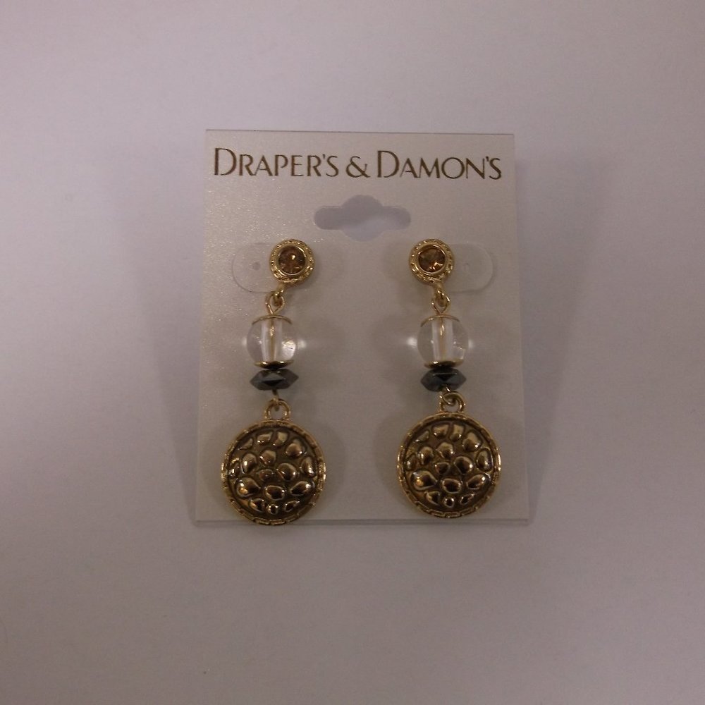 GOLD AND BROWN NECKLACE   MATCHING PIERCED EARRING